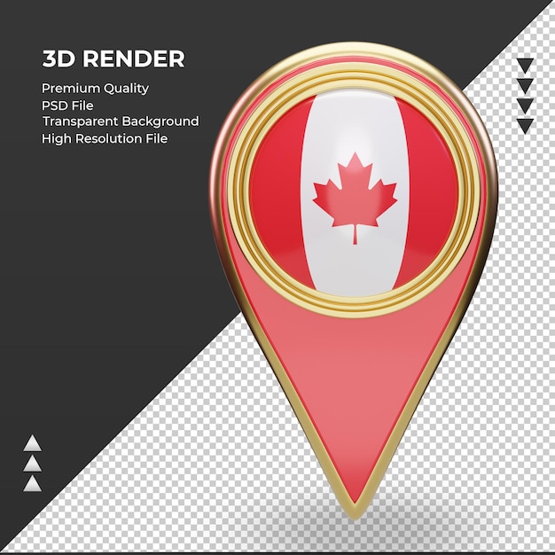 3d-standort-pin kanada-flagge-rendering-vorderansicht