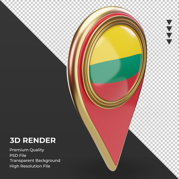 3d-standort-pin litauen flagge rendering linke ansicht