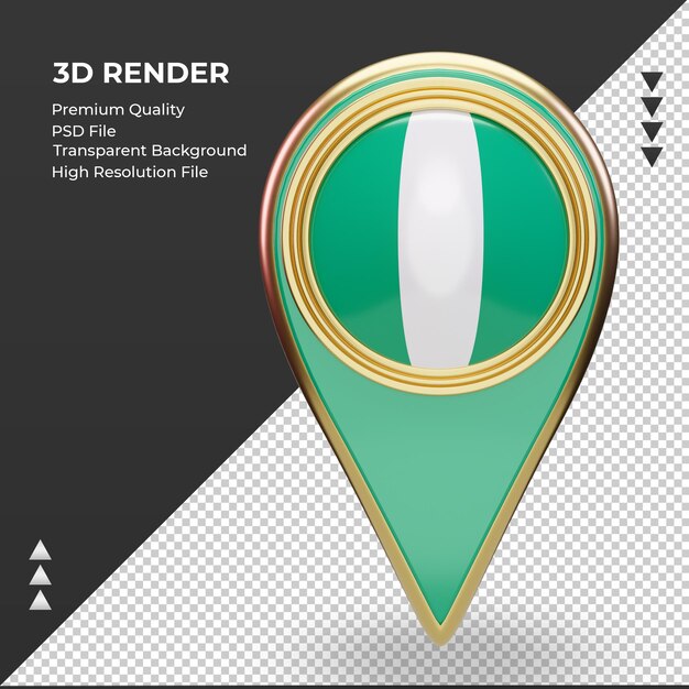 3D-Standort-Pin Nigeria-Flagge-Rendering-Vorderansicht