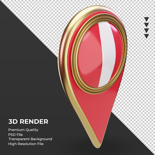 3D-Standort-Pin Peru Flagge Rendering linke Ansicht