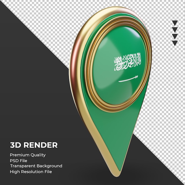 PSD 3d-standort-pin saudi-arabien flagge rendering linke ansicht