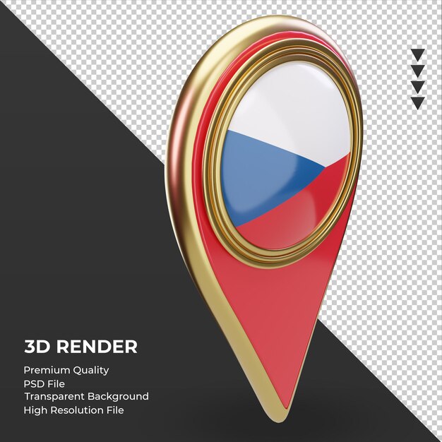 3d-standort-pin tschechien flagge rendering linke ansicht