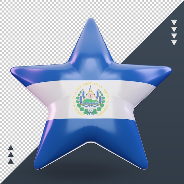 PSD 3d star drapeau salvador rendu vue de face