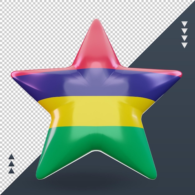 3d star Mauritius bandiera rendering vista frontale