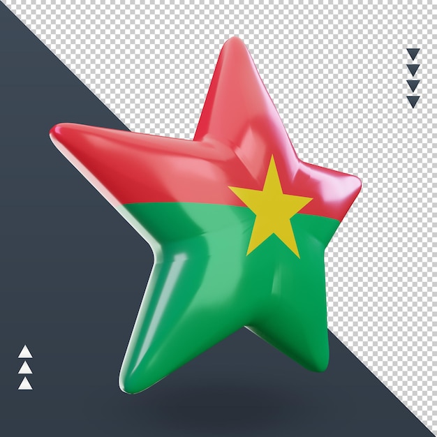 PSD 3d star rendu drapeau burkina faso vue de gauche