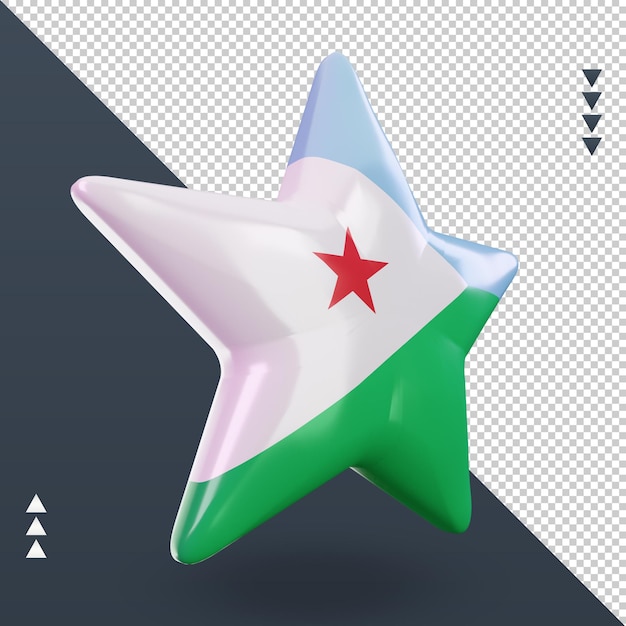 PSD 3d star rendu drapeau djibouti vue gauche