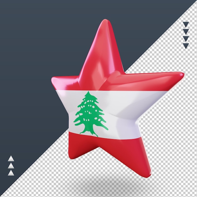 PSD 3d star rendu drapeau liban vue de droite