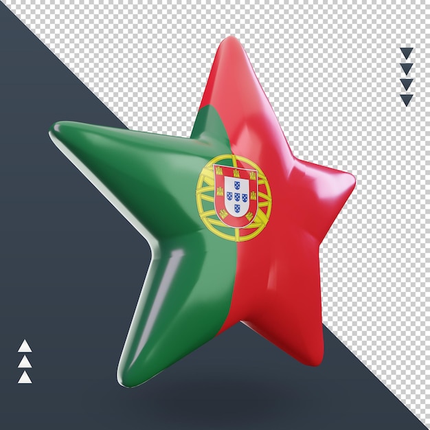 3d star rendu drapeau Portugal vue de gauche