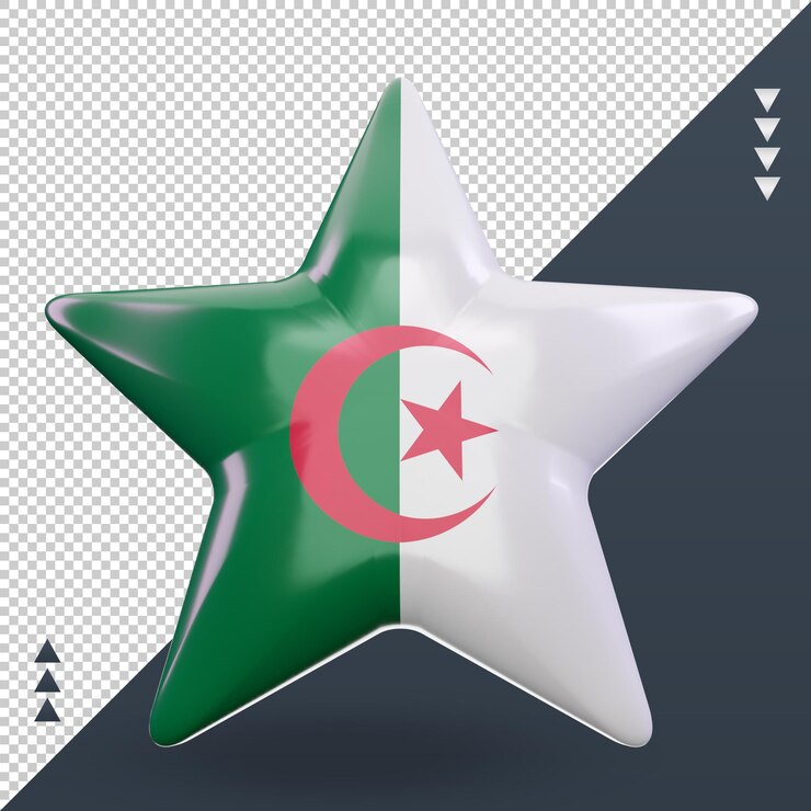 3d star rendu du drapeau de l'Algérie vue de face