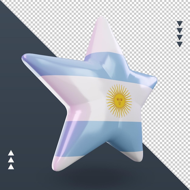 3d Star Rendu Du Drapeau De L'argentine Vue De Gauche