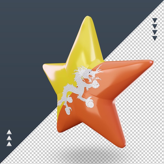 3d Star Rendu Du Drapeau Du Bhoutan Vue De Droite