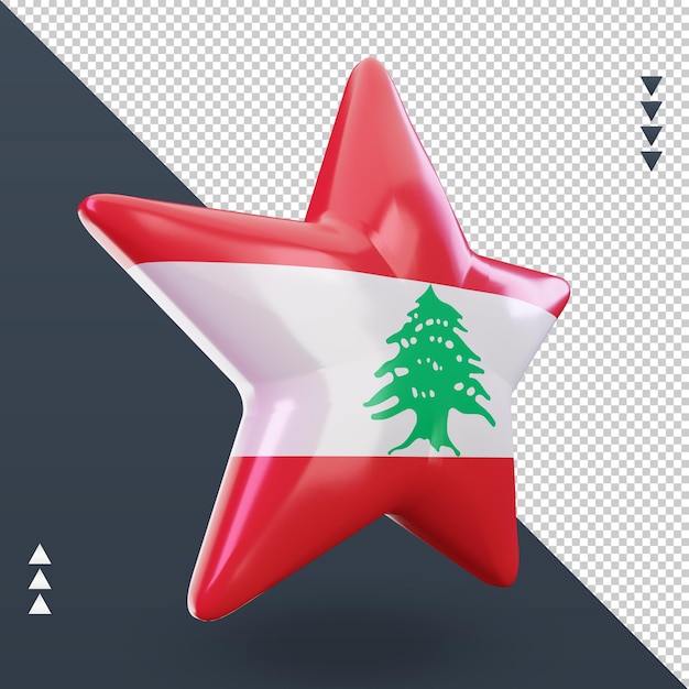 3d star rendu du drapeau du Liban vue de gauche