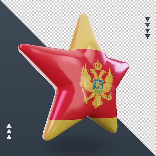 3d Star Rendu Du Drapeau Du Monténégro Vue De Gauche