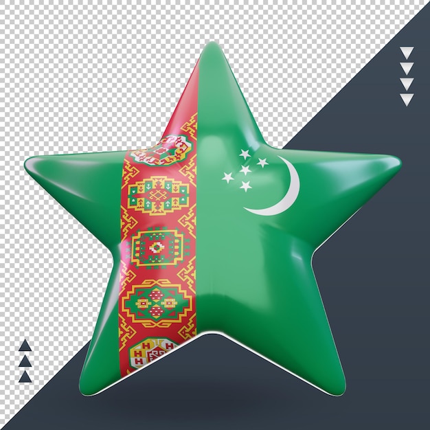 PSD 3d star rendu du drapeau du turkménistan vue de face