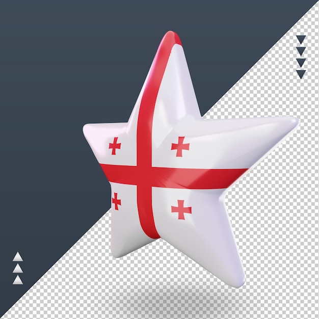 PSD 3d star rendu du drapeau de la géorgie vue de droite