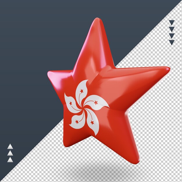 PSD 3d star rendu du drapeau de hongkong vue de droite