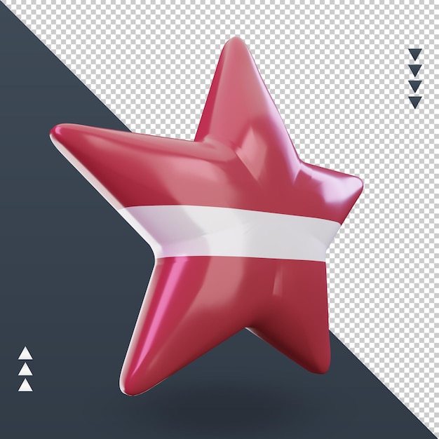 3d star rendu du drapeau de la Lettonie vue de gauche