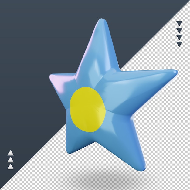 PSD 3d star rendu du drapeau des palaos vue de droite