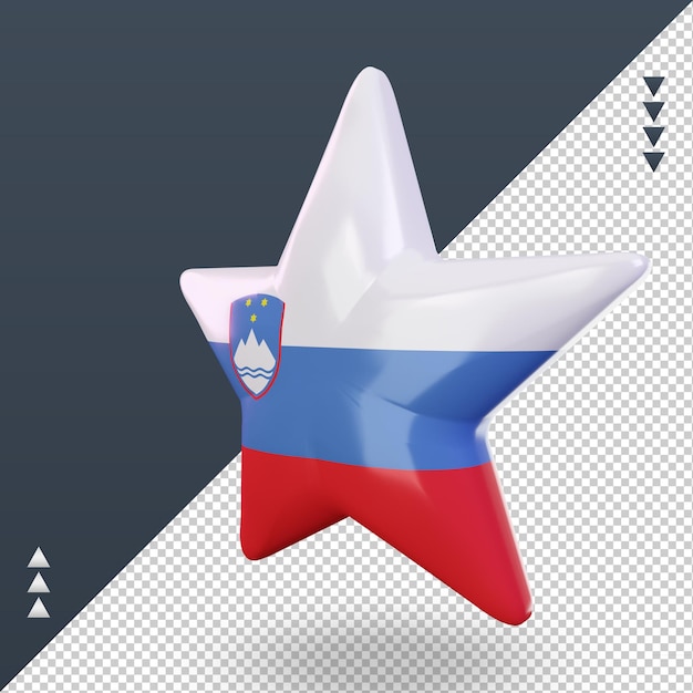 PSD 3d star rendu du drapeau de la slovénie vue de droite