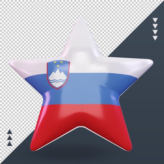 PSD 3d star rendu du drapeau de la slovénie vue de face