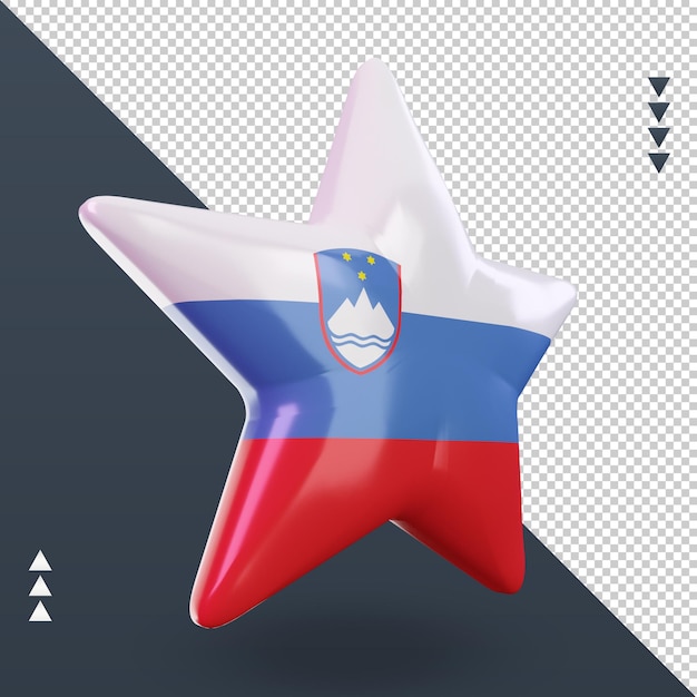 PSD 3d star rendu du drapeau de la slovénie vue de gauche