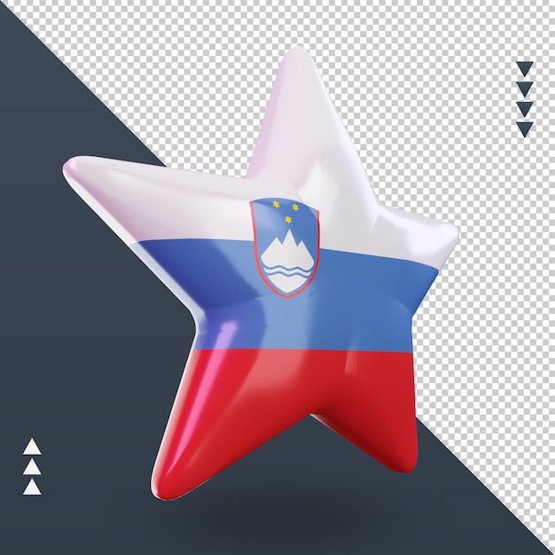 3d star rendu du drapeau de la Slovénie vue de gauche