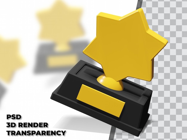 3D Star Trophy mit transparentem Hintergrund