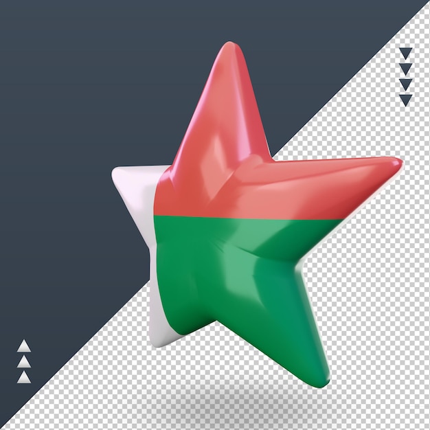 PSD 3d-stern madagaskar-flagge, die rechte ansicht rendert