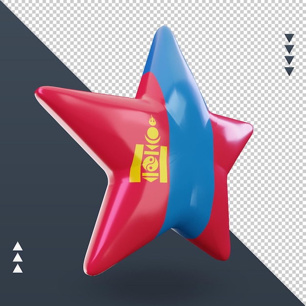 3D-Stern Mongolei Flagge Rendering linke Ansicht