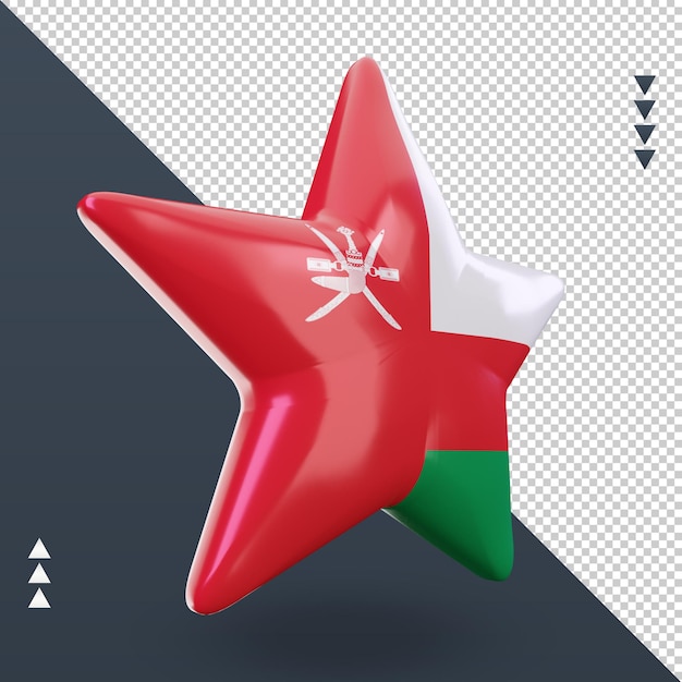 PSD 3d-stern-oman-flagge, die linke ansicht rendert