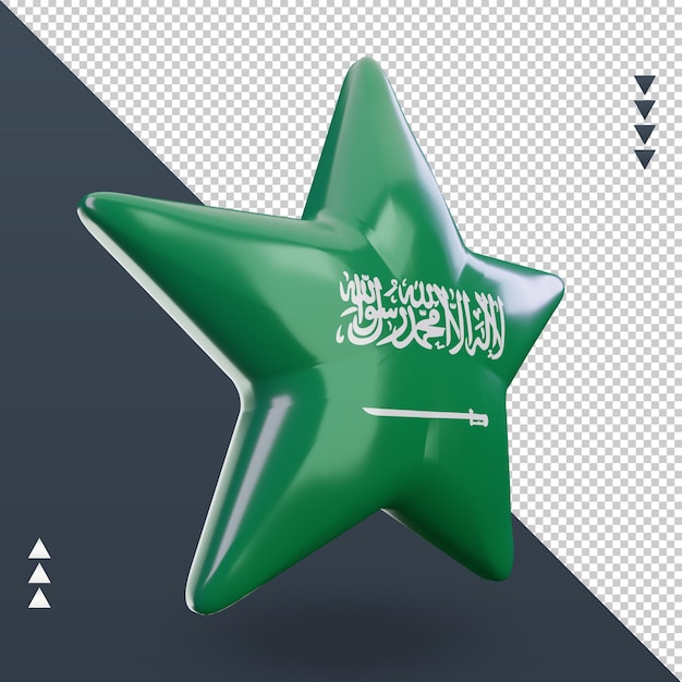 PSD 3d-stern-saudi-arabien-flagge, die linke ansicht rendert