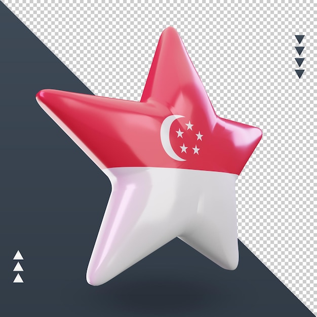 3d-stern-singapur-flagge, die linke ansicht rendert