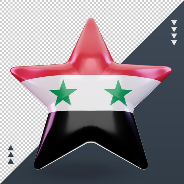 PSD 3d-stern-syrien-flagge, die vorderansicht rendert