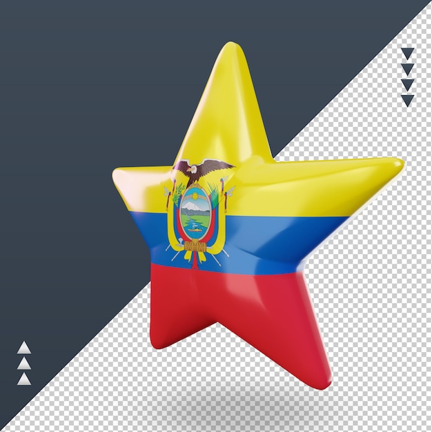 PSD 3d-sterne-ecuador-flagge, die rechte ansicht rendert