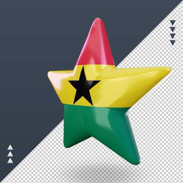 3D-Sterne-Ghana-Flagge, die rechte Ansicht rendert