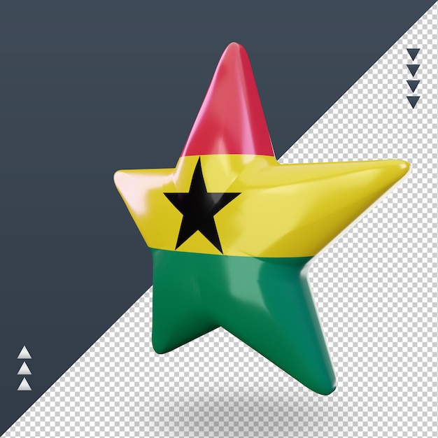 PSD 3d-sterne-ghana-flagge, die rechte ansicht rendert