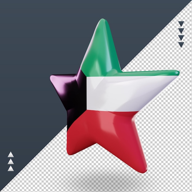 PSD 3d-sterne-kuwait-flagge, die rechte ansicht rendert