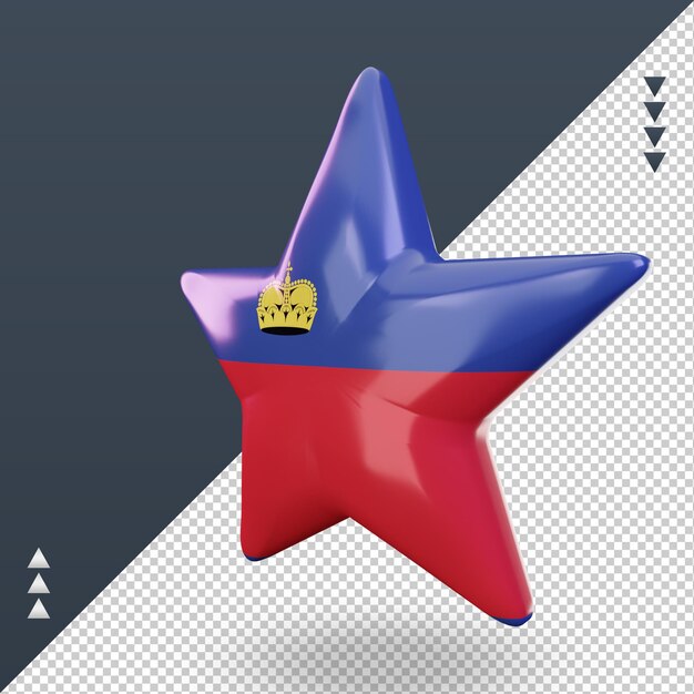 3D-Sterne-Liechtenstein-Flagge, die rechte Ansicht rendert