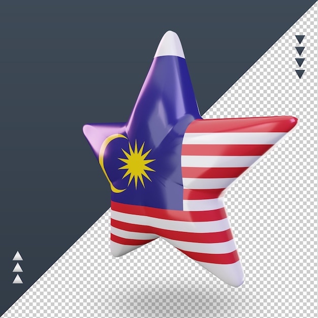 3D-Sterne Malaysia Flagge Rendern rechte Ansicht