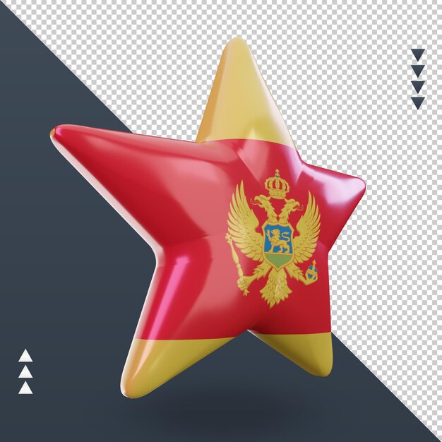 3d-sterne-montenegro-flagge, die linke ansicht rendert