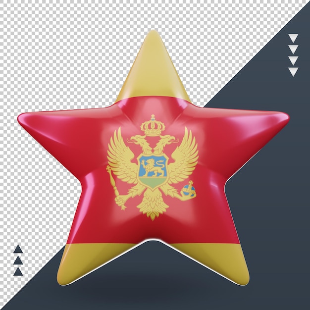 PSD 3d-sterne-montenegro-flagge-rendering-vorderansicht