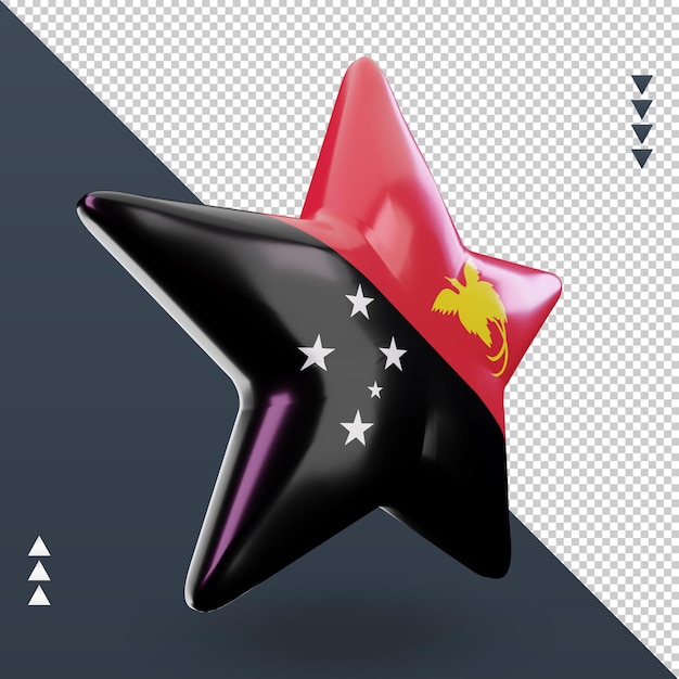 3d-sterne-papua-neuguinea-flagge, die linke ansicht rendert