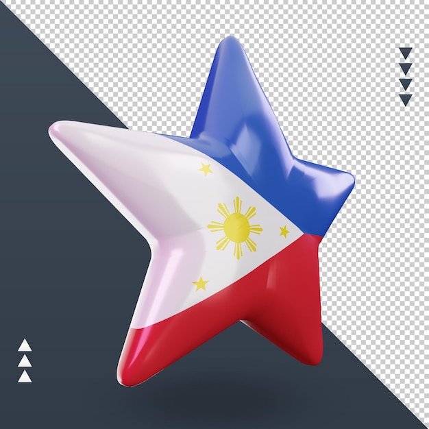 3d-sterne-philippinen-flagge, die linke ansicht rendert