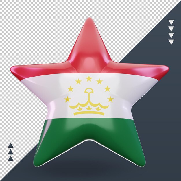 PSD 3d-sterne-tadschikistan-flagge, die vorderansicht rendert