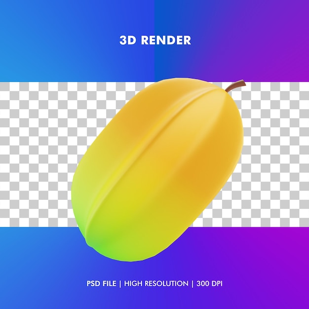 3d-sternfruchtillustration isoliert