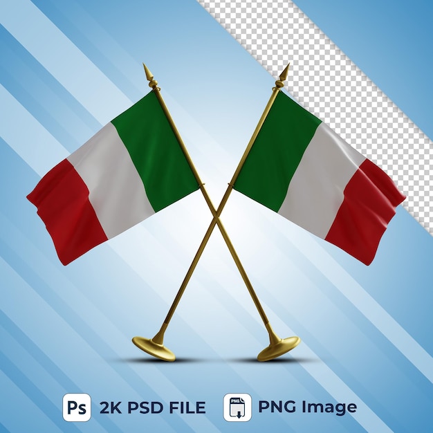 PSD 3d-stil italienische flagge schwenken