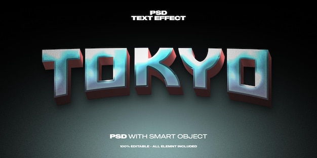 3d-stil tokyo city texteffekt