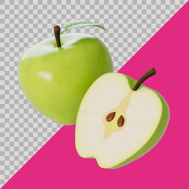 3D stilisierte grüne Äpfel