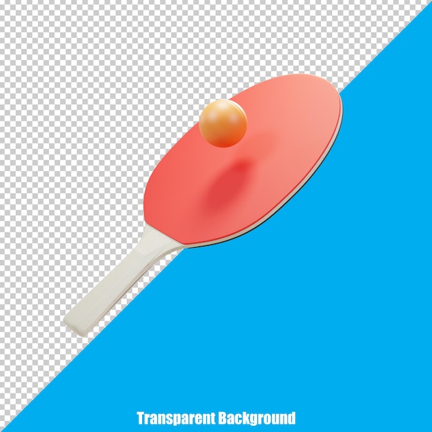 3d stilisierter realistischer tischtennisschläger auf transparentem hintergrund