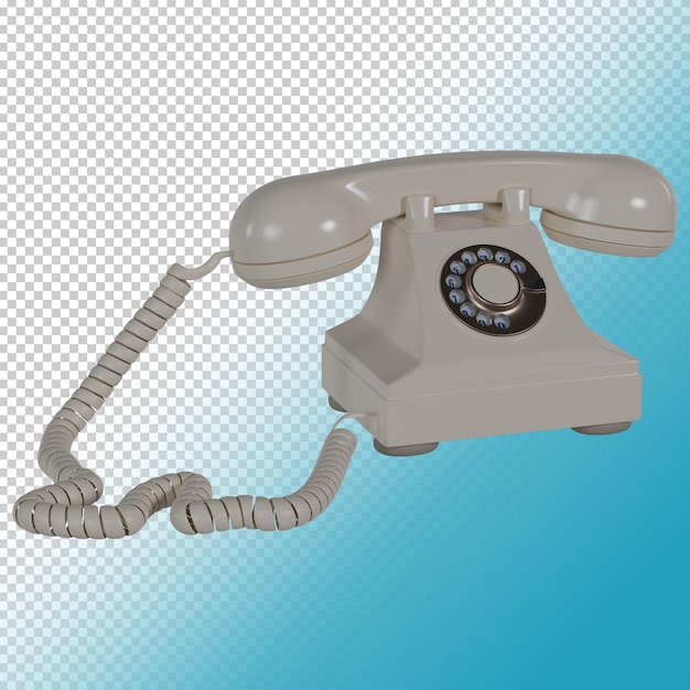 3D stilisierter Vintage-Telefonhörer auf transparentem Hintergrund